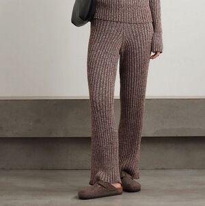 Baserange Melange Ribbed Cotton Straight-Leg Pants